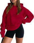 Women Hoodies Casual Pullover Long Sleeve Sweatshirt Kangaroo Pocket Drop Shoulder Sweater