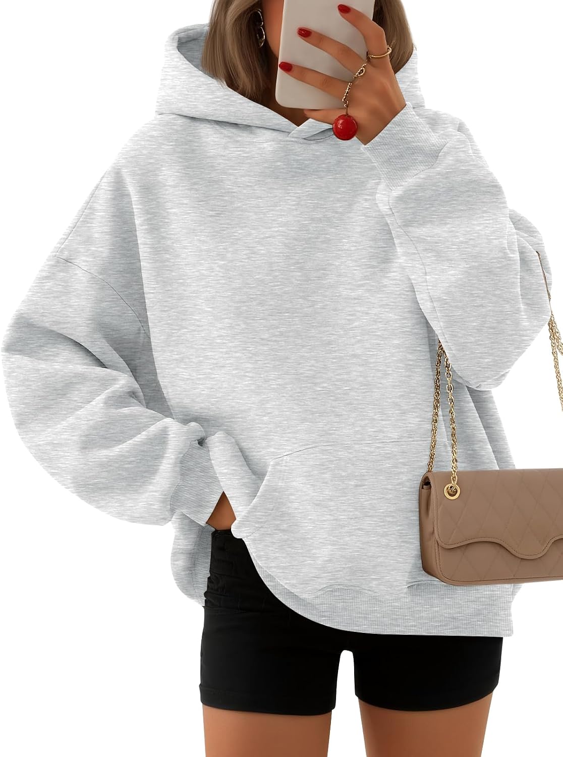 Womens Oversized Comfort Fleece Hoodies Cozy Trendy Pullover Sweatshirts with Pockets For Fall and Winter