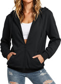 Womens Fleece Lined Zip Up Hoodies Casual Hooded Jacket Workout Full Zip Sweatshirts Pocket Coats