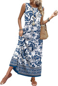 Summer Dresses for Women Maxi Dresses Long Flowy A Line Sleeveless Sundresses with Pockets