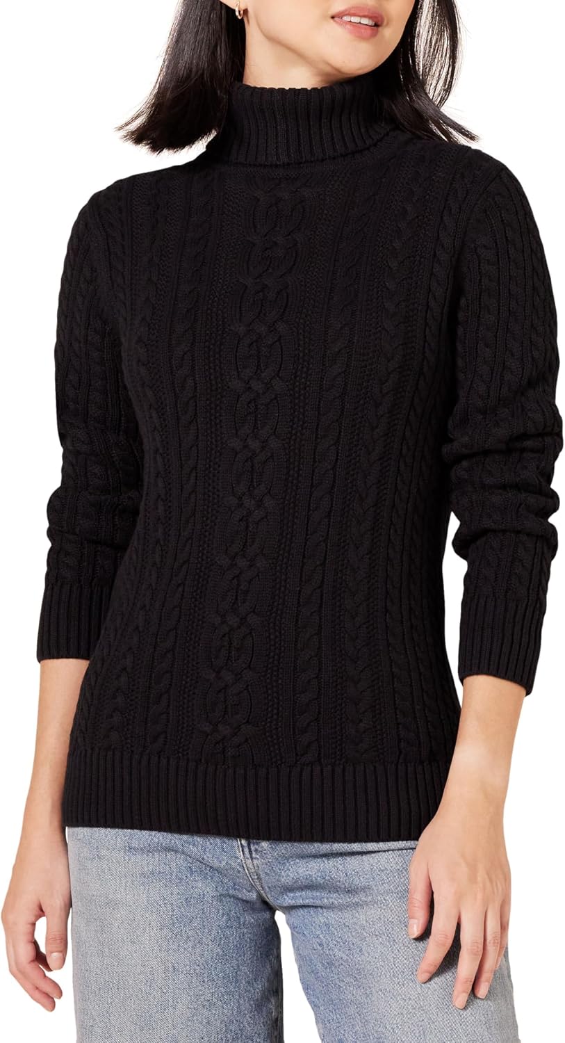 Cotton Cable Knit Turtleneck Sweater