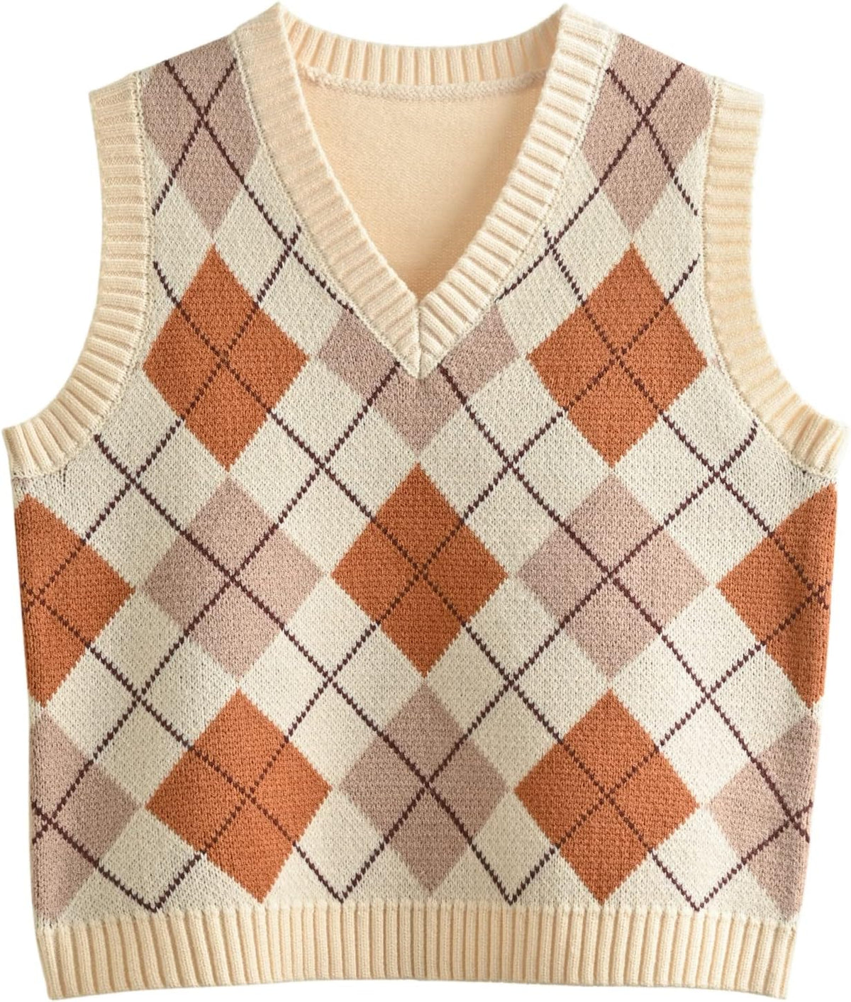 Argyle Plaid Cropped Sweater Vest