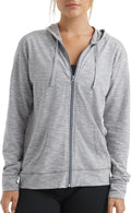 Womens Slub Knit Full Zip Hoodie Textured Cotton Zip Up T Shirt Hoodie for Women