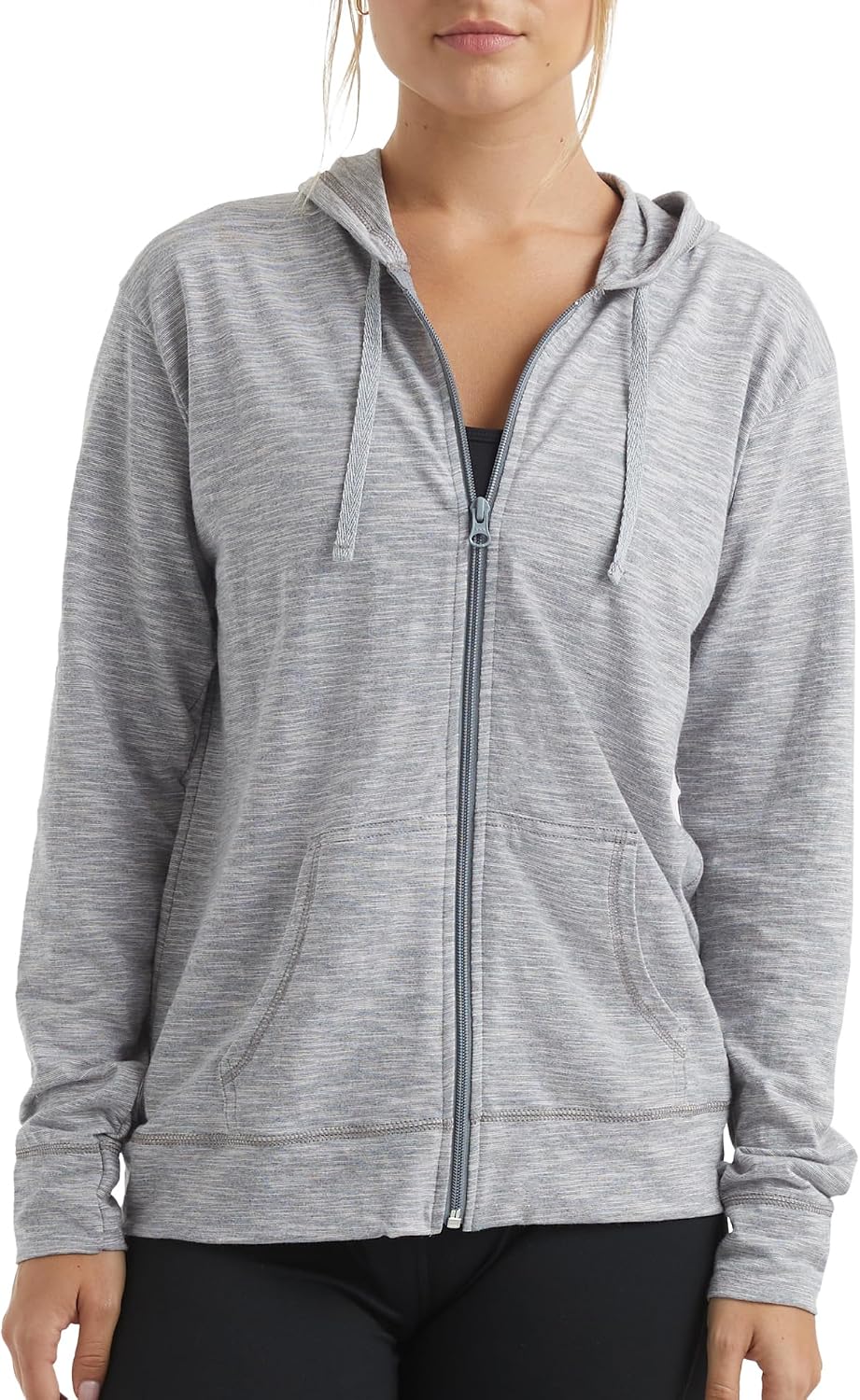 Womens Slub Knit Full Zip Hoodie Textured Cotton Zip Up T Shirt Hoodie for Women