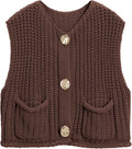 Button Front Crochet Knit Vest
